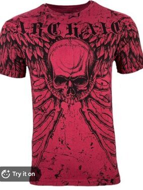 Archaic Men’s Skeleton Skull All Over Print t Shirt Size 3X Grunge Biker Goth C6
